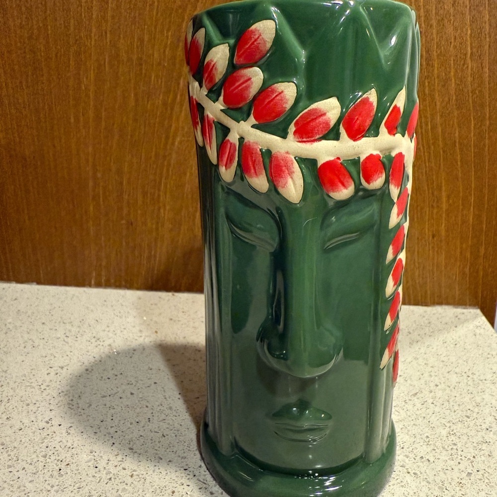 Green Ceramic Tiki Glass
